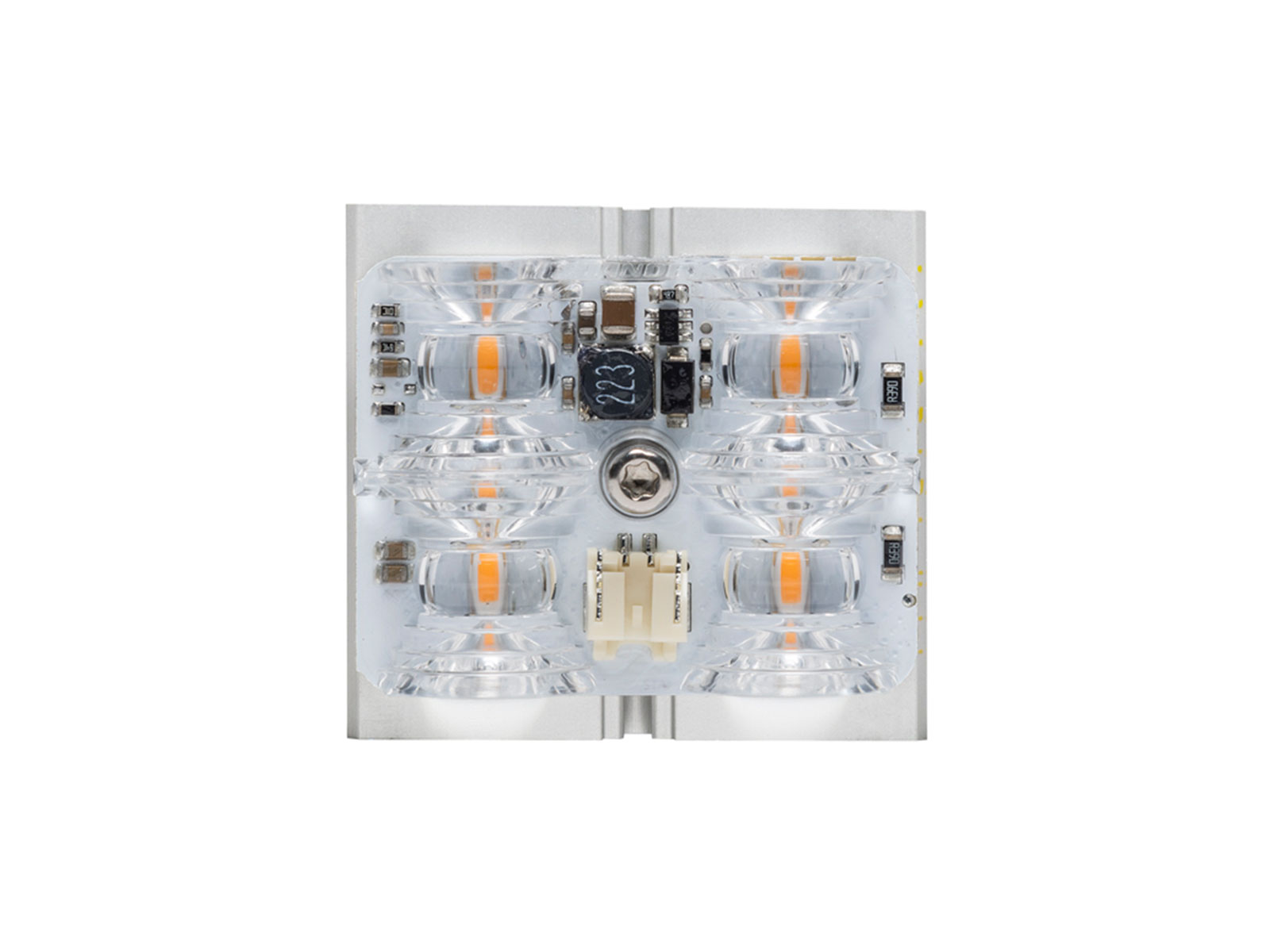 L51 4-LED 46×42 Amber Flare Unlit Front View