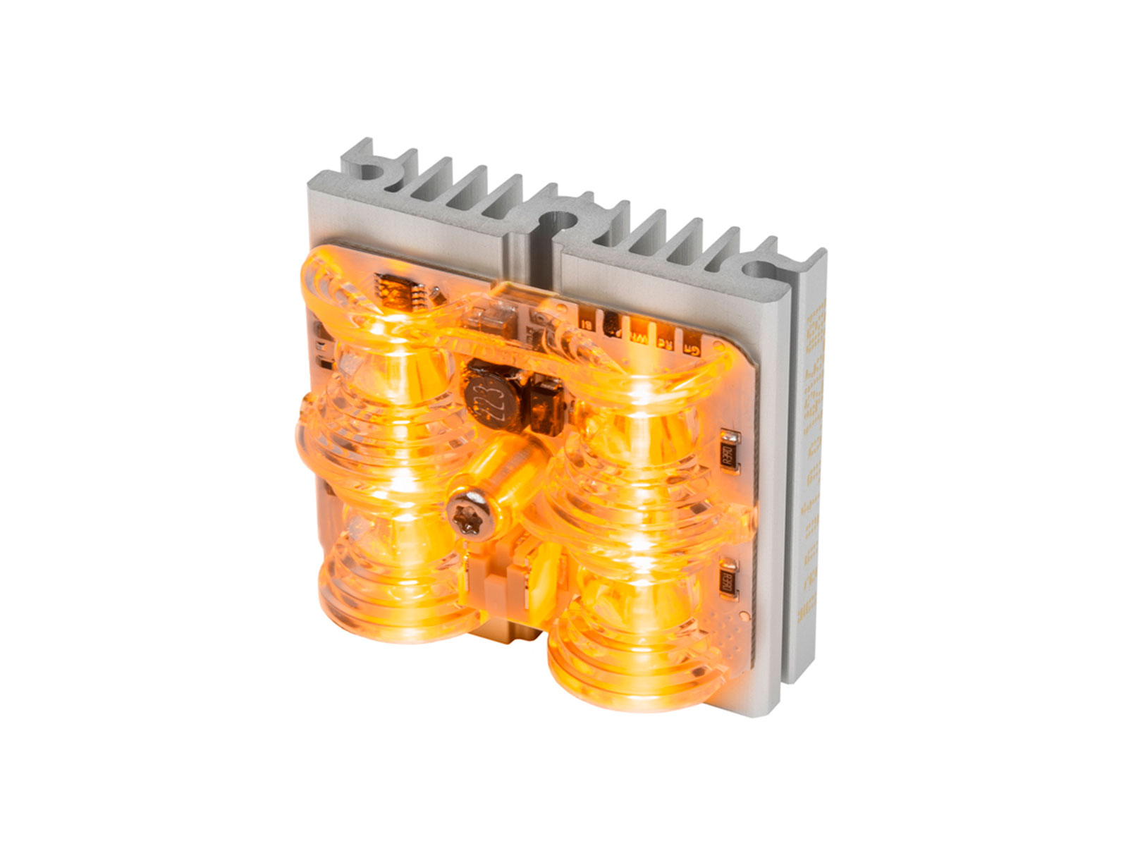 L51 4-LED 46×42 Amber Flare Lit Angle View