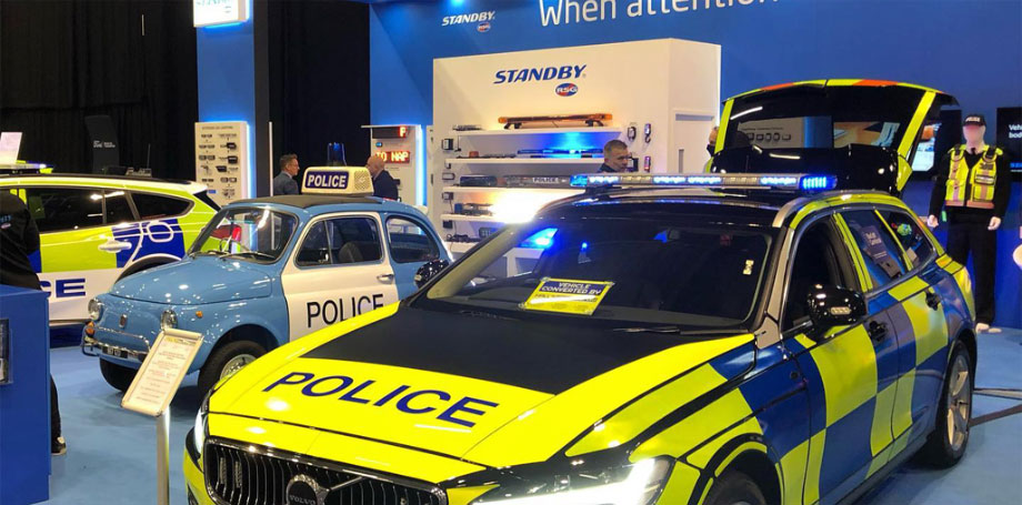Hero Image Tradeshow with Various Police Cars on Standby Stand