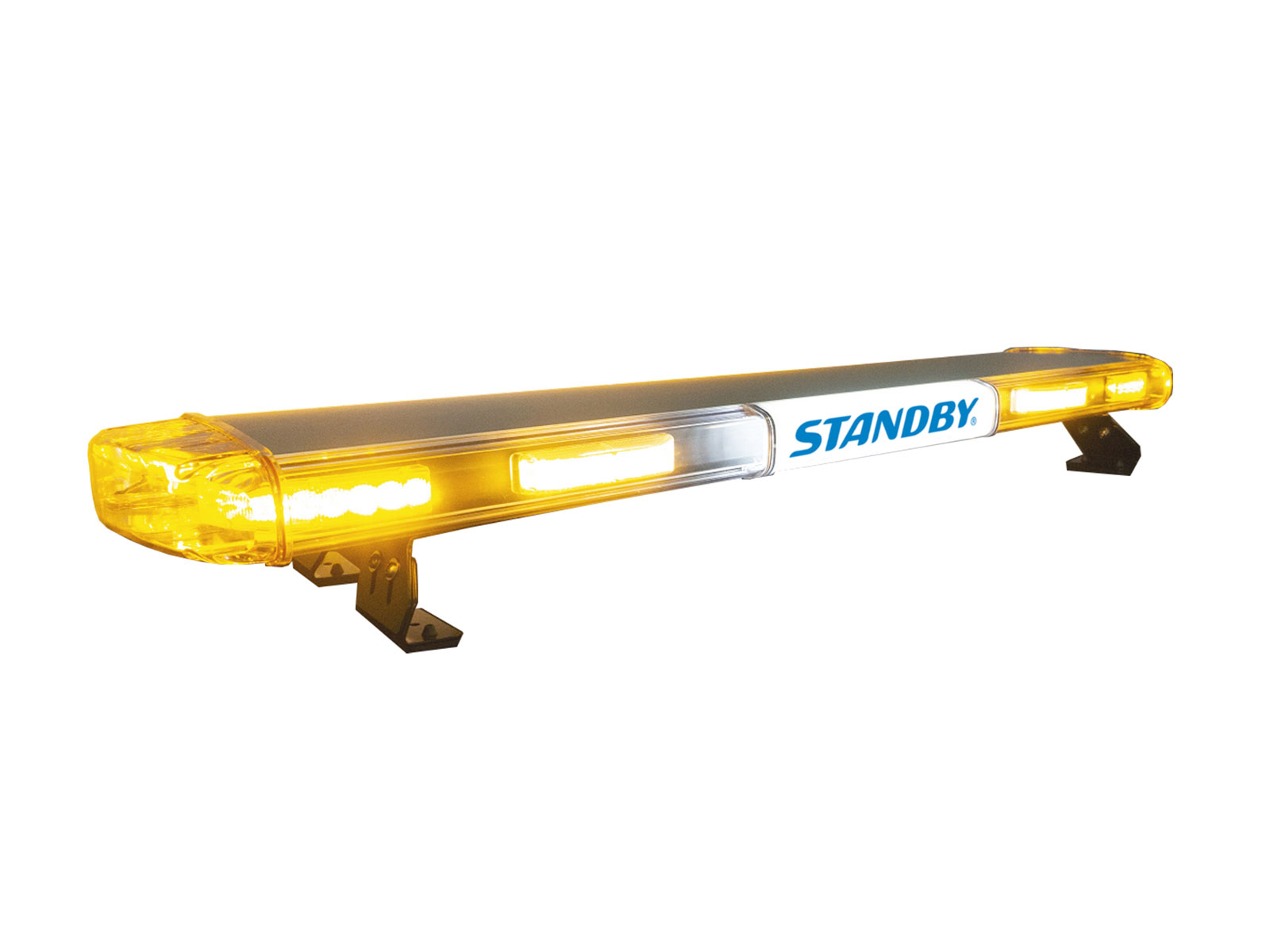 Vega Lightbar with Backlit Sign Amber Lit Angle View