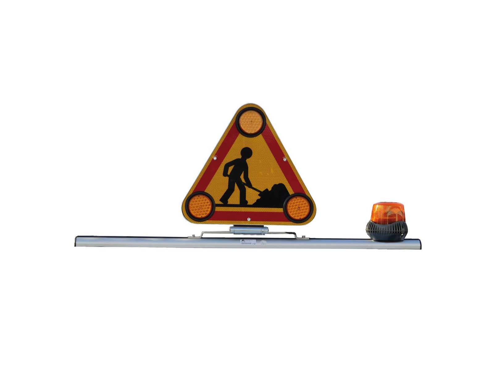 Barre de signalisation ECLAIR avec triangle manuel et gyrophare Gyroled MERCURA