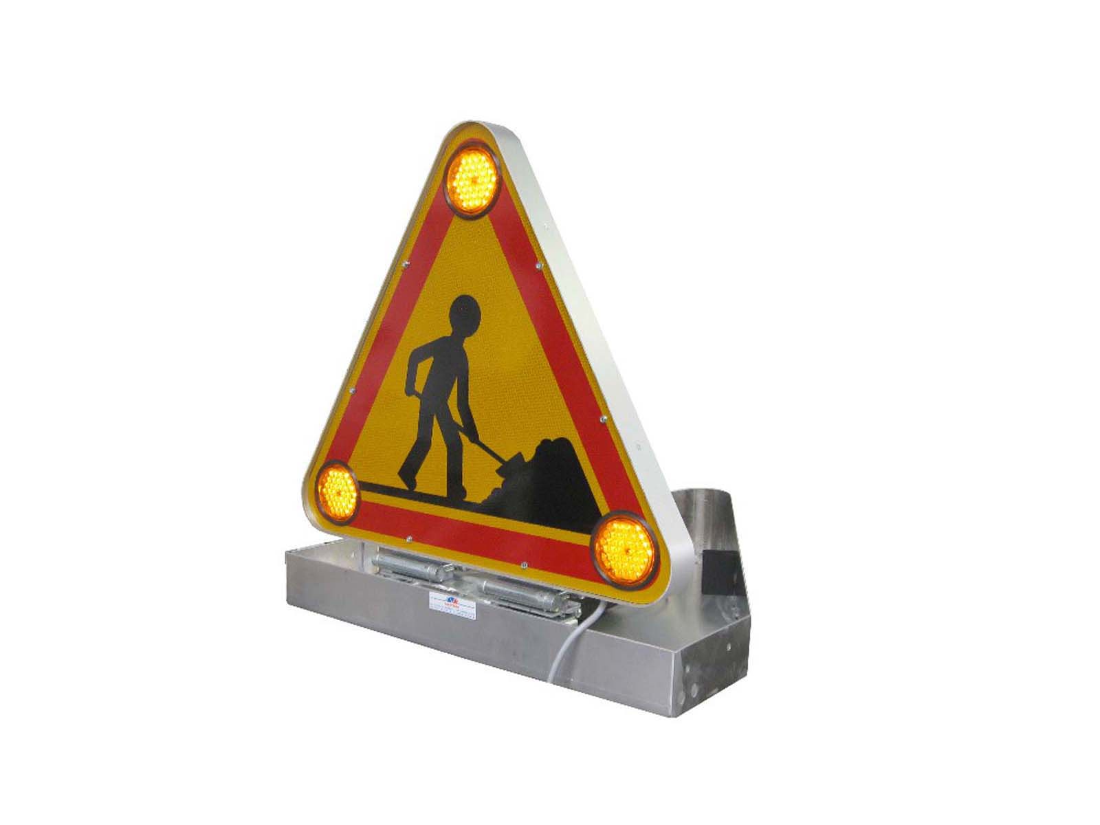 Triangle de signalisation travaux à relevage électrique