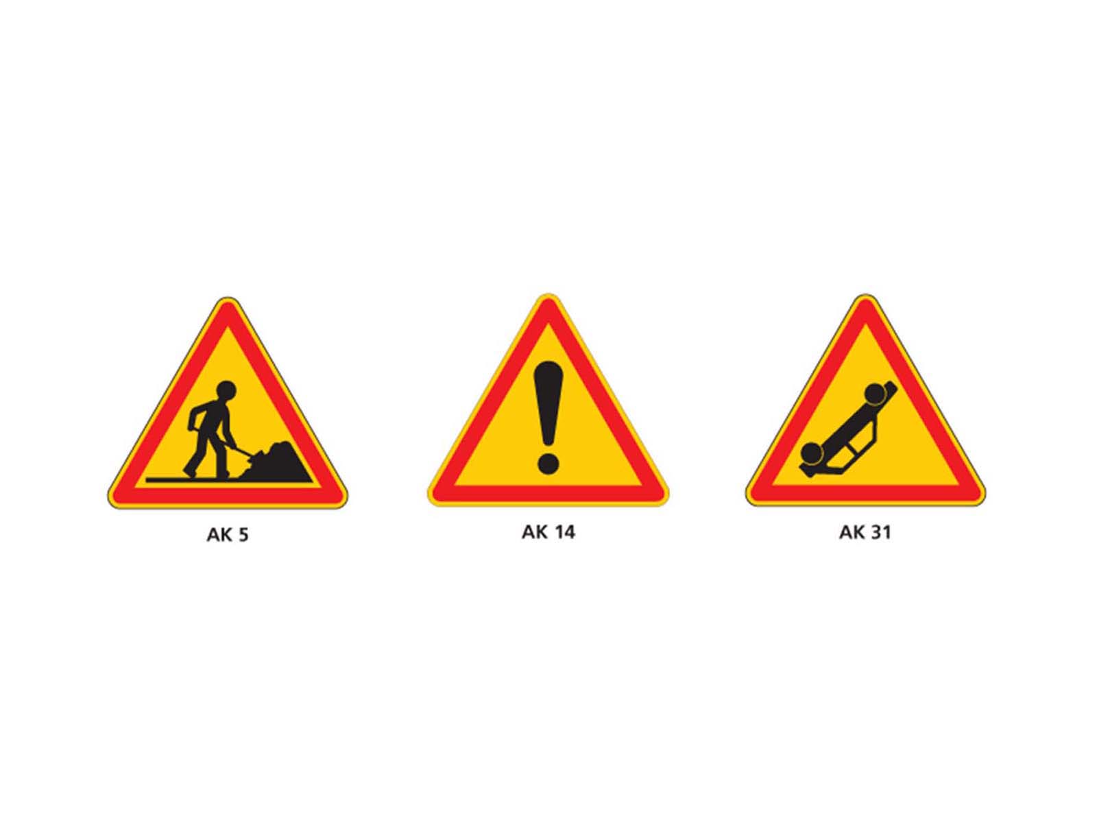 Triangles de signalisation avec sérigraphie AK5 AK14 AK31